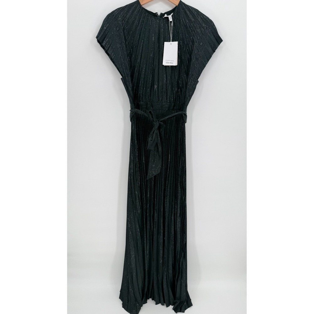 & Other Stories Womens Green Shimmer Pleated Maxi Dress Size 4 Holiday NEW - Picture 10 of 16